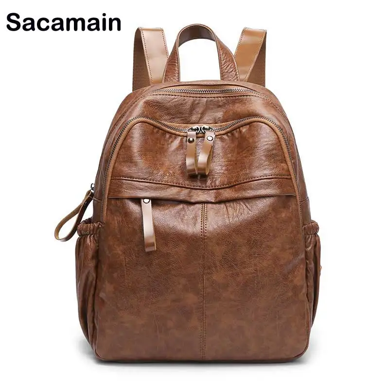 

Sac a main Anti Theft Backpack Leather Feminine Backpack Female Leather Large Capatity Waterproof Travel Backpack Women Rucksack