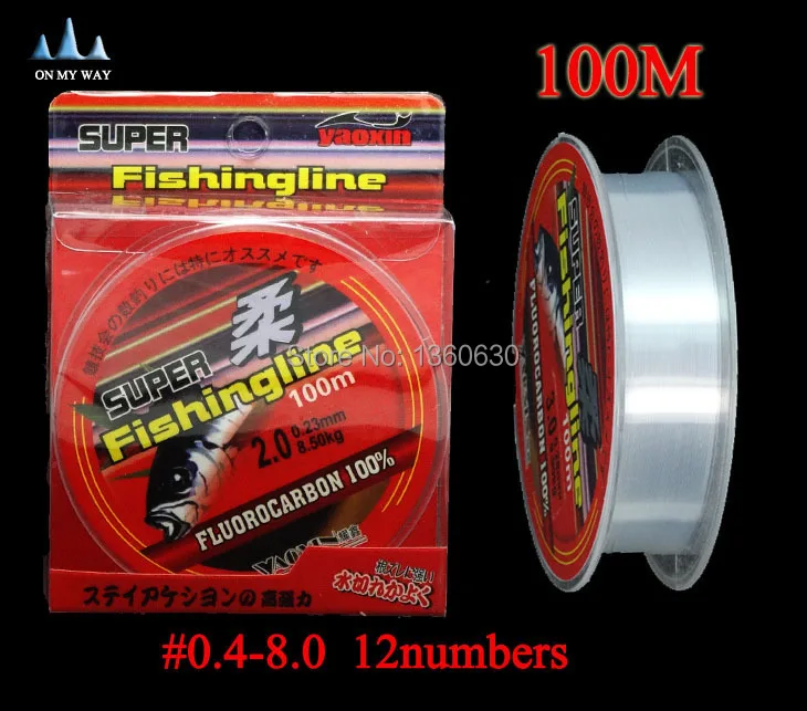 high quality Fishing Line Brand Super Strong 100m Fluorocarbon  fishing line ocean boat&rock Fishing free shipping