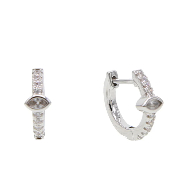 minimal minimalist geometric simple small tiny huggie hoops birthstone colorful women delicate cz earring white