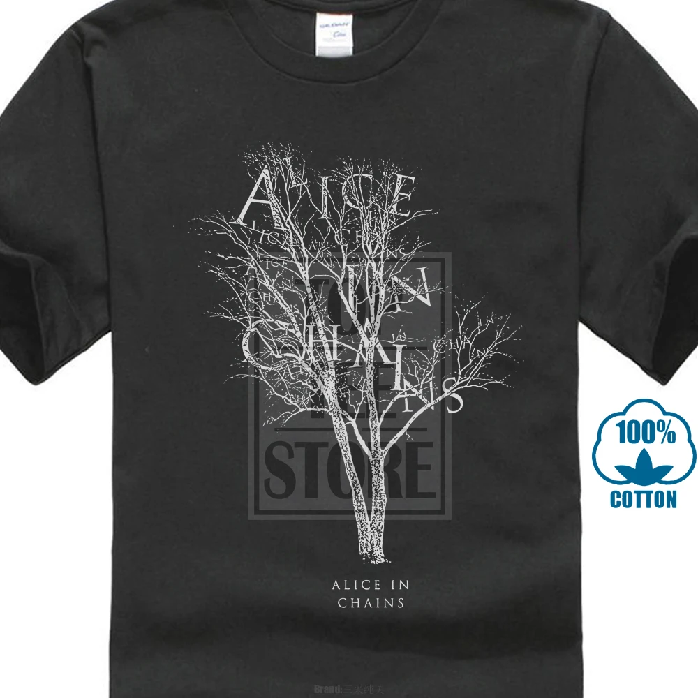

Alice In Chains Mens T Shirt Name Logo In Dead Gray Tree Image