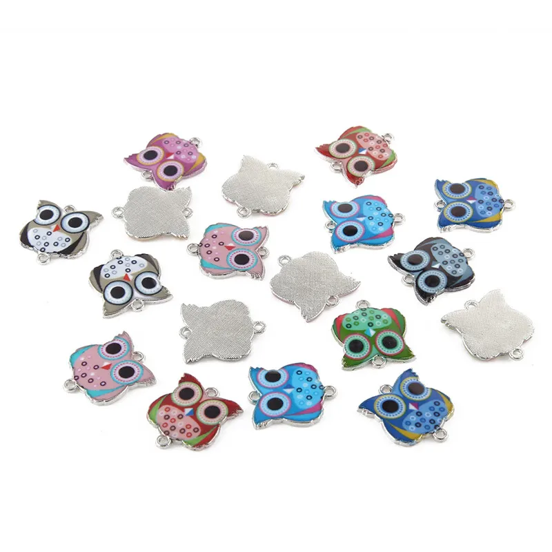 

Trendy Mixed Color Cute Cartoon Cat Owl Elephant Alloy Drop Oil Connectories Charms For Jewelry Making DIY 20pcs