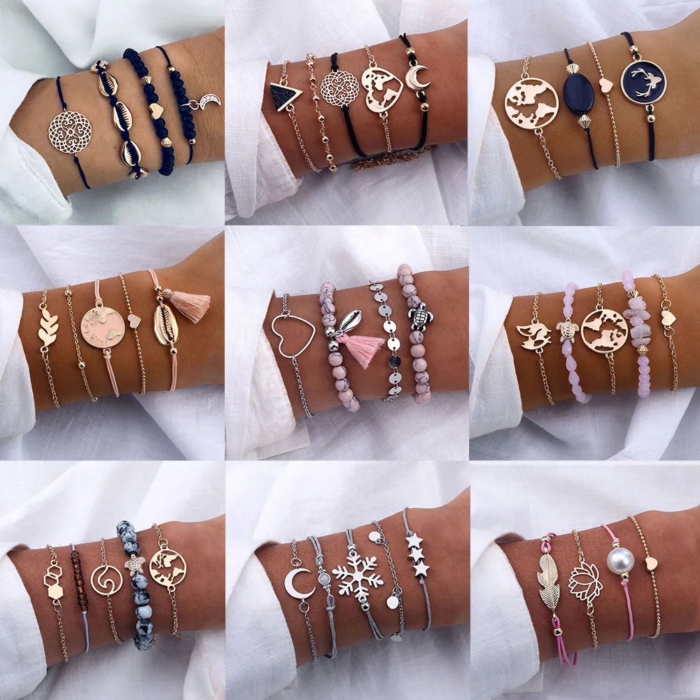 IPARAM-Retro-Bohemian-Pink-Turtle-Heart-Bracelet-Set-2019-Trend-Female-Bracelet-Geometric-Beads-Shell-Pendant