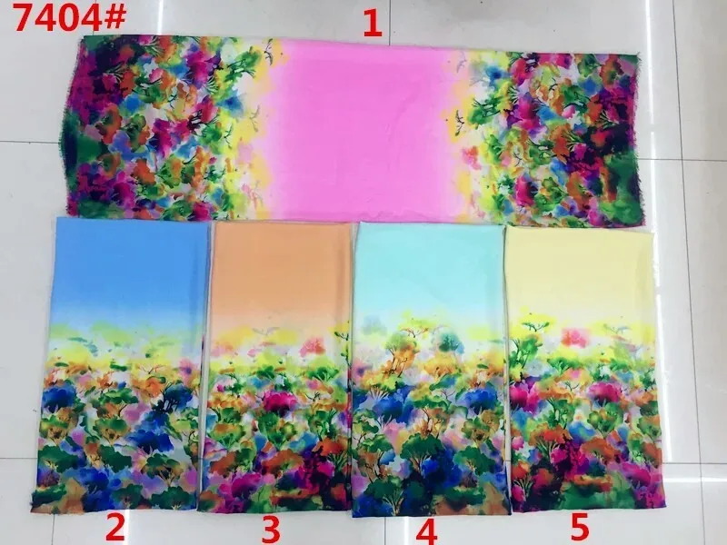 

145cm width printed soft chiffon fabric flowers pattern for scarf and headband LS-J7404