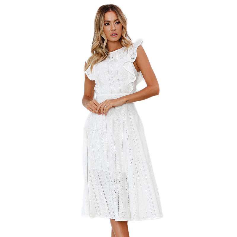 Cotton Summer Dress Sleeveless White Cute Party Vestidos De Festa Dress