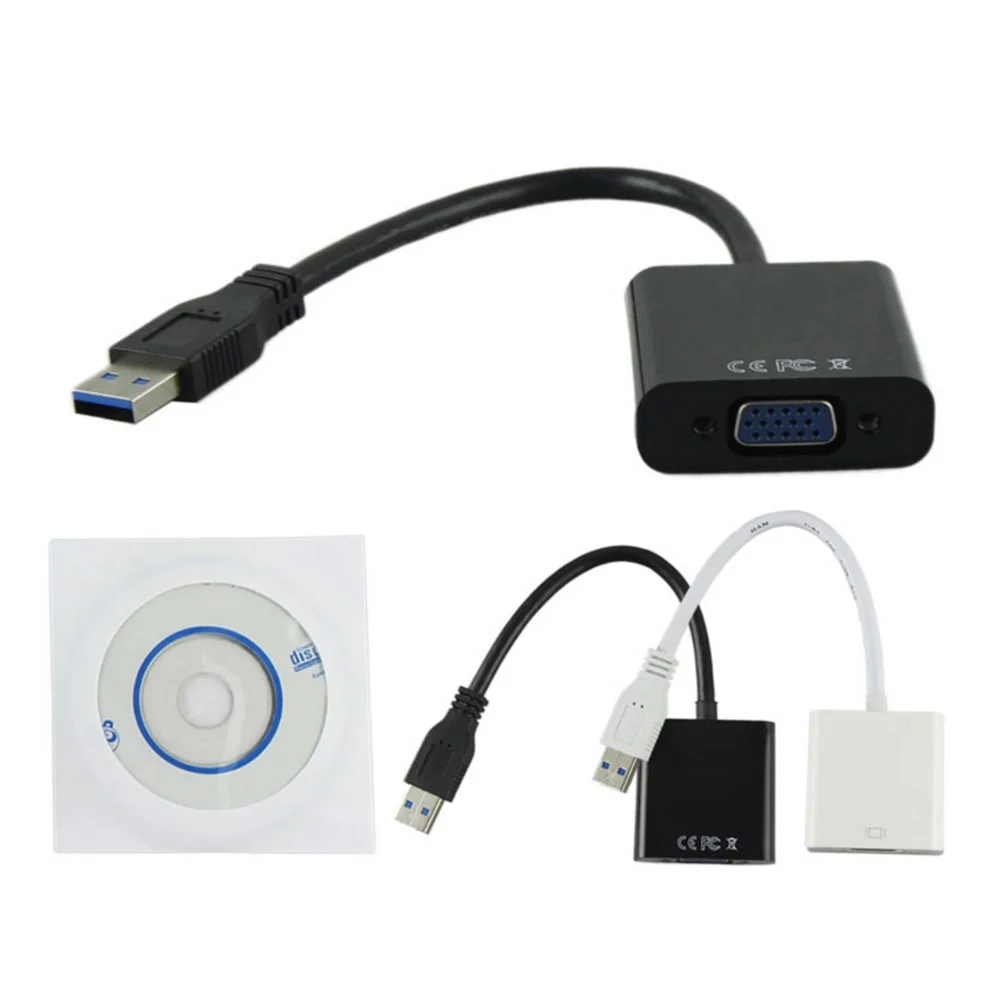 50pcs USB 3.0 to VGA Video Graphic Card LCD Display External Cable