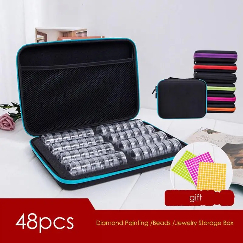 

Multicolor 48 Grid Storage Bottle Diamond Drilling Box Nail Accessories Storage Bag Portable Cross Stitch Kit
