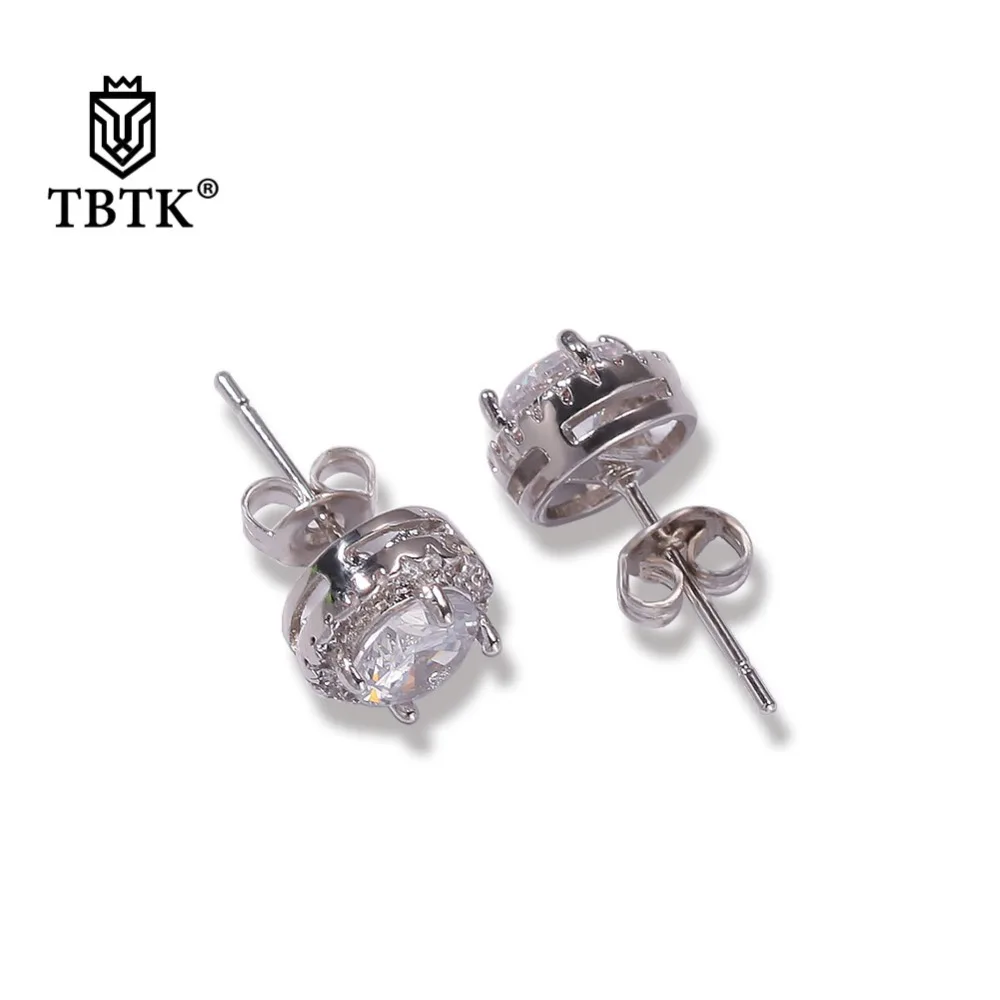 Женские квадратные серьги гвоздики TBTK простые в форме цветка с цирконом крупные