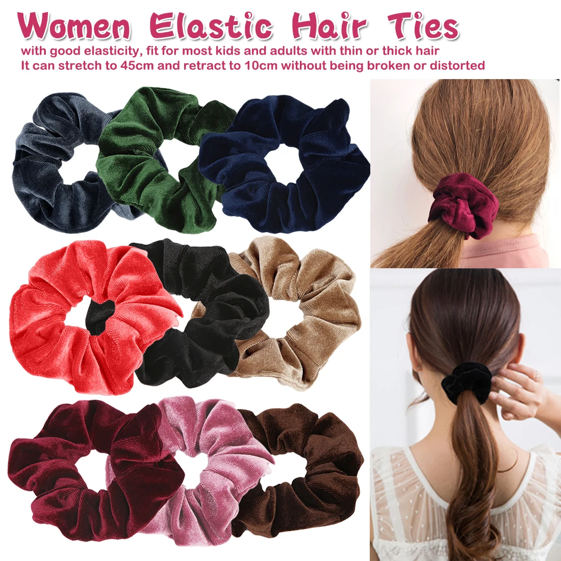

Elastic Hair Ties Women Ties Girl Hairband Rope Shiny Holder Stretchy Hair band hair ties accessories