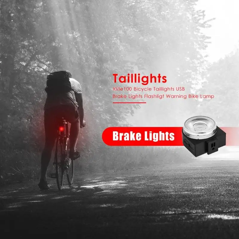 Discount 1pcs Xlite100 Bicycle Taillights USB Brake Lights Flashlight Warning Bike Lamp LED Tail Flashlight for Bicycle Accessories NEW 3