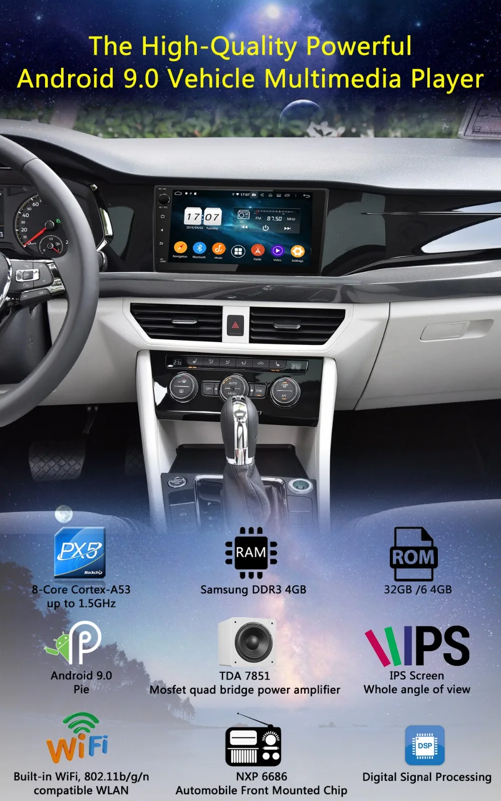 " ips Android 9,0 8Core 64G rom автомобильное радио gps для Volkswagen VW Tiguan Golf Passat CC Polo Jetta CarPlay Parrot