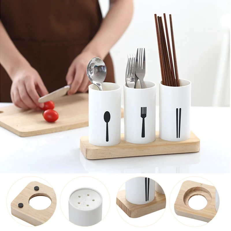 

Hot Oak Base Chopsticks Barrel Tableware Sanitary Convenient Kitchen Draining Rack MDD88