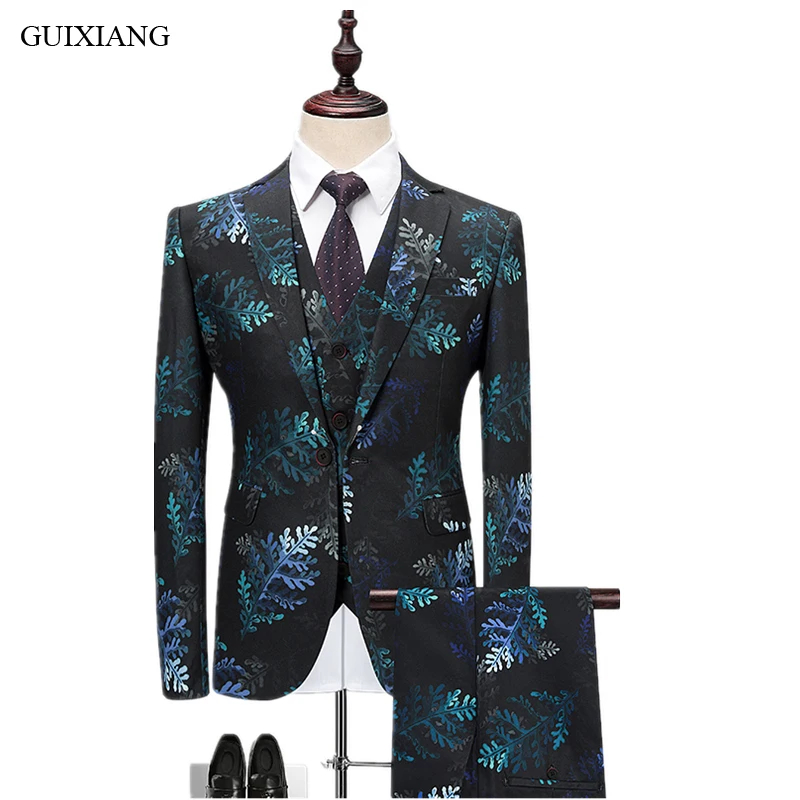 GUIXIANG, мужской бутик-костюм, платье высокого качества, деловой повседневный костюм с одной пуговицей, костюм из трех предметов, блейзеры размера плюс