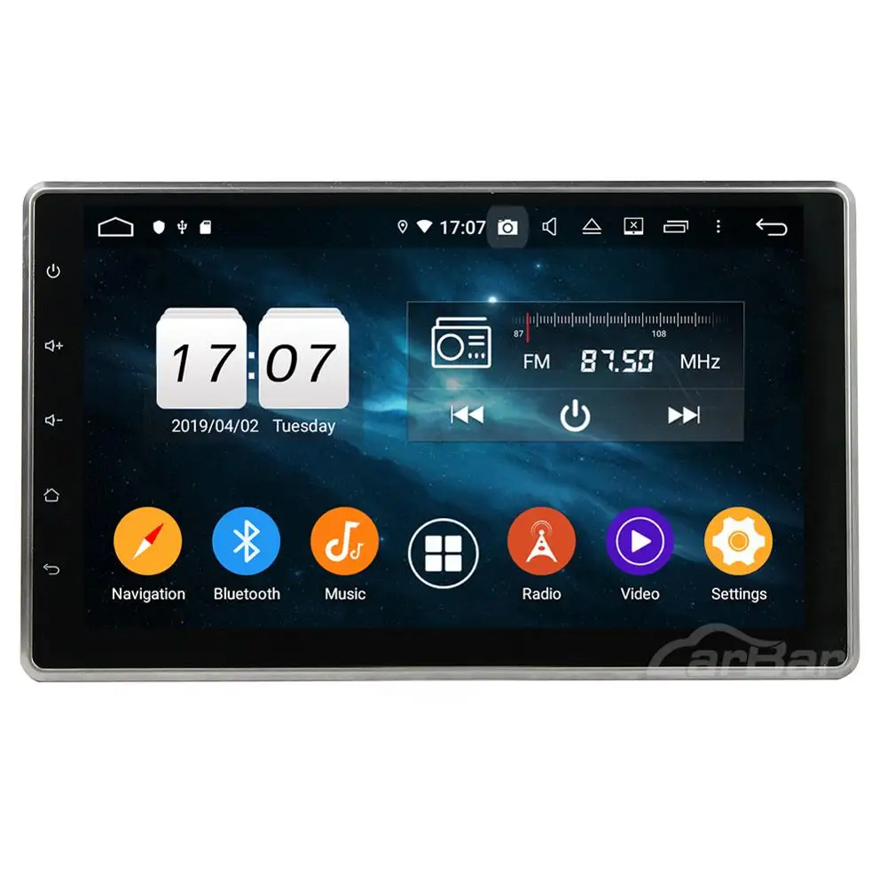 Cheap Carbar 10.1" Android 9.0 2 Din Universal Car DVD GPS  Stereo Radio Player Up Down Adjust Screen Build in DVD DSP with IPS Screen 1