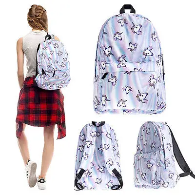 

3D Unicorn Printing Multi Color Rainbow Girl Backpack School Bag Travel Rucksack