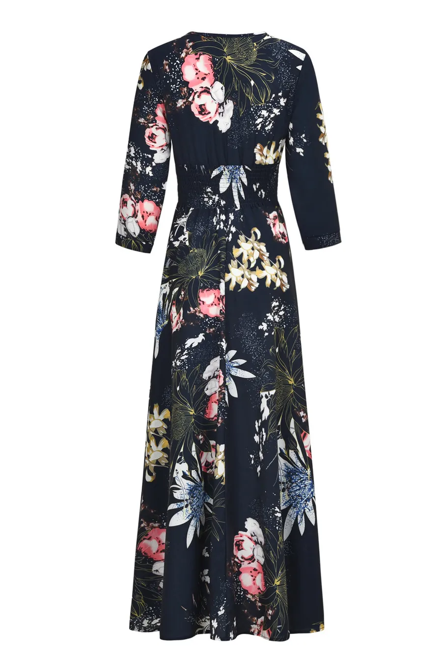 Gladiolus 2019 Spring Summer Dress Women 34 Sleeve V Neck Sexy Floral Print Bohemian Women Maxi Dress Long Beach Ladies Dresses (24)