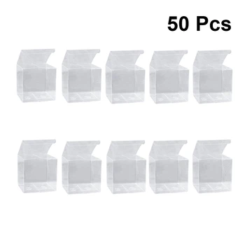 

50pcs Storage Boxes PVC Square Storage Case Transparent Packing Box Display Box for Fruit Doll Gift Toy