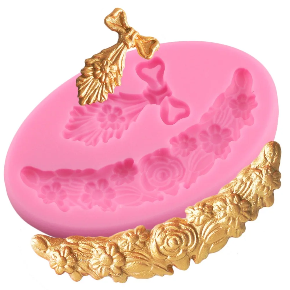 

DIY Flower Garland Silicone Mold Relief Border Fondant Cake Decorating Tools Resin Polymer Clay Candy Chocolate Mould