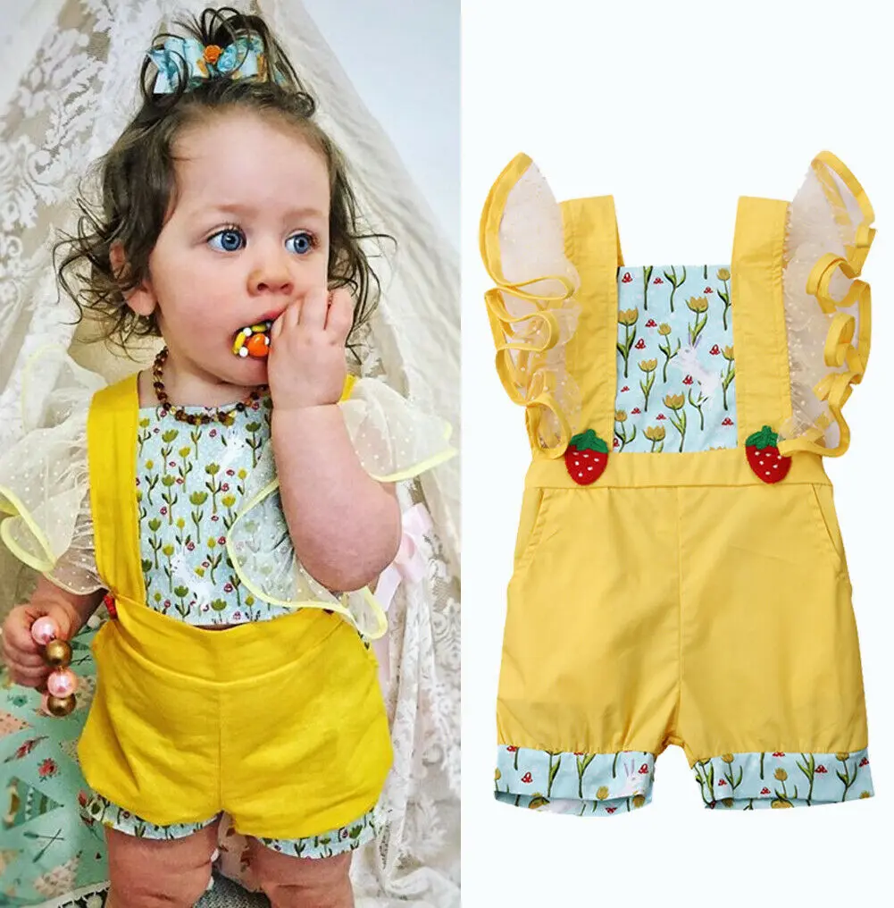

UK Cute Toddler Baby Girl Flower Lace One Piece Romper Jumpsuit Sunsuit Clothes