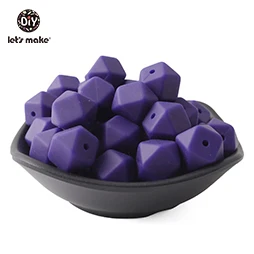 Twilight Purple Давайте сделаем 30 шт. 14 мм Восьмиугольные Детские Силиконовые Бусины сенсорные жевательные классические сенсорные игрушки BPA бесплатно DIY Ювелирные изделия уход кулон - Цвет: Twilight Purple