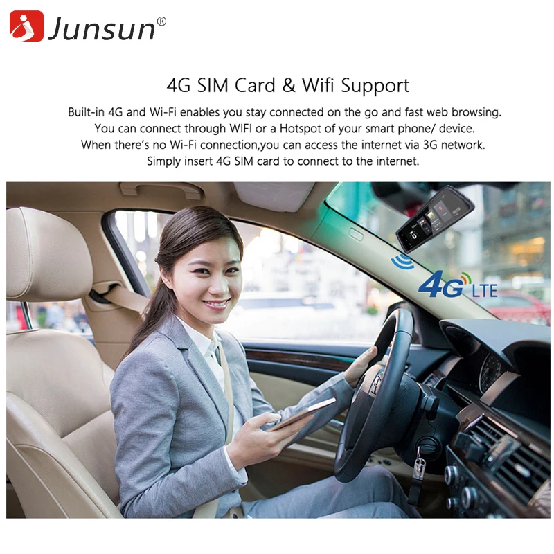 Junsun K759 4 г Видеорегистраторы для автомобилей Камера 10 &quotAndroid 5.1 ADAS 1080 P GPS зеркало