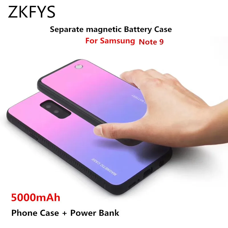  ZKFYS 5000mAh Wireless Magnetic Fast Charger For Samsung Galaxy Note 9 Portable Power Bank Case For