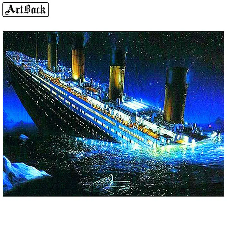

ARTBACK 8pcs full square 5d diy diamond painting ship icon Titanic sinking 3d diamond embroidery mosaic home decoration 80x105cm