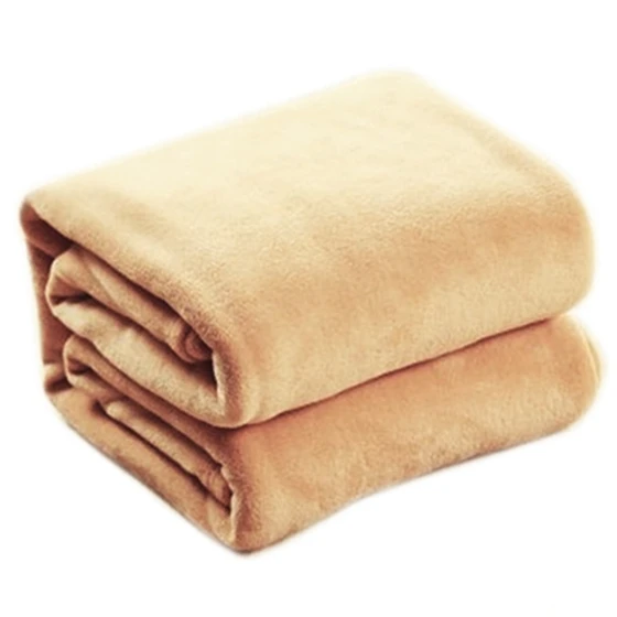 

NHBR-70*100cm Sofa air bedding Throw Solid Color and Double Faced Travel Flannel Blanket khaki