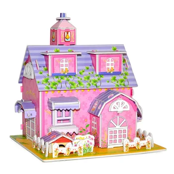 

3D DIY Puzzle Castle Assembling Model Cartoon House Paper Toy Kid Early Learning Construction Pattern Gift Children House Puzzle