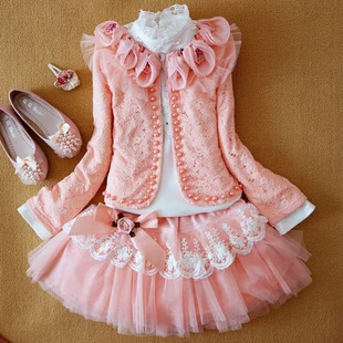 

2020 New Arrival Sale Coat Brand Female Child Set Children's Clothing Girl's Dress T-shirt Puff Skirt Three Piece Free Shipping