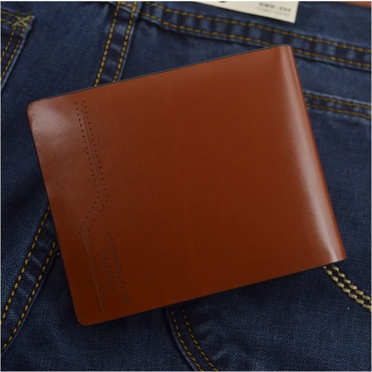 2014 Brand Quality Genuine Leather Short Wallets for Men Fashion Real