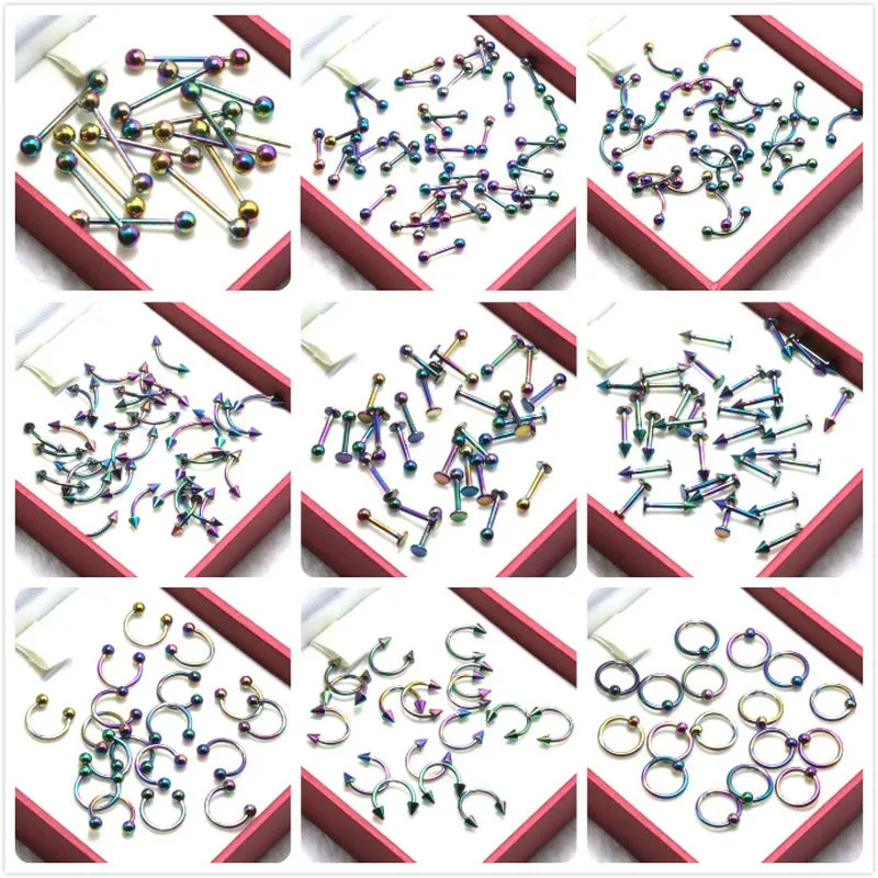 2шт 1,2*8*3 мм анодированная нержавеющая сталь боль Неон в плену шарик кольцо BCR губы нос ухо для трагуса септума кольцо пирсинг ювелирные изделия