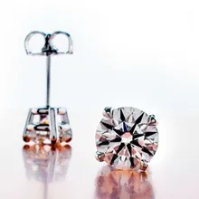 0.5CT/шт круглый бриллиант имитировать шпилька с алмазами серьги подлинной стерлингов Серебряные серьги 18 К белого золота рождественские украшения