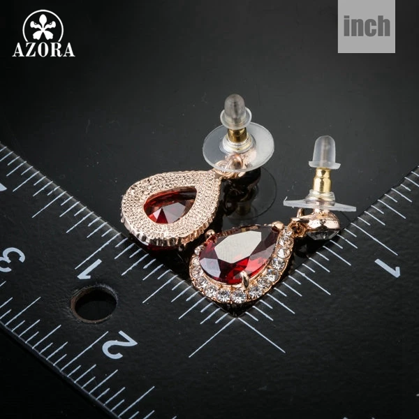 Серьги капельки AZORA TE0106 с красными фианитами|earrings citrine|earrings dollarearrings bone |