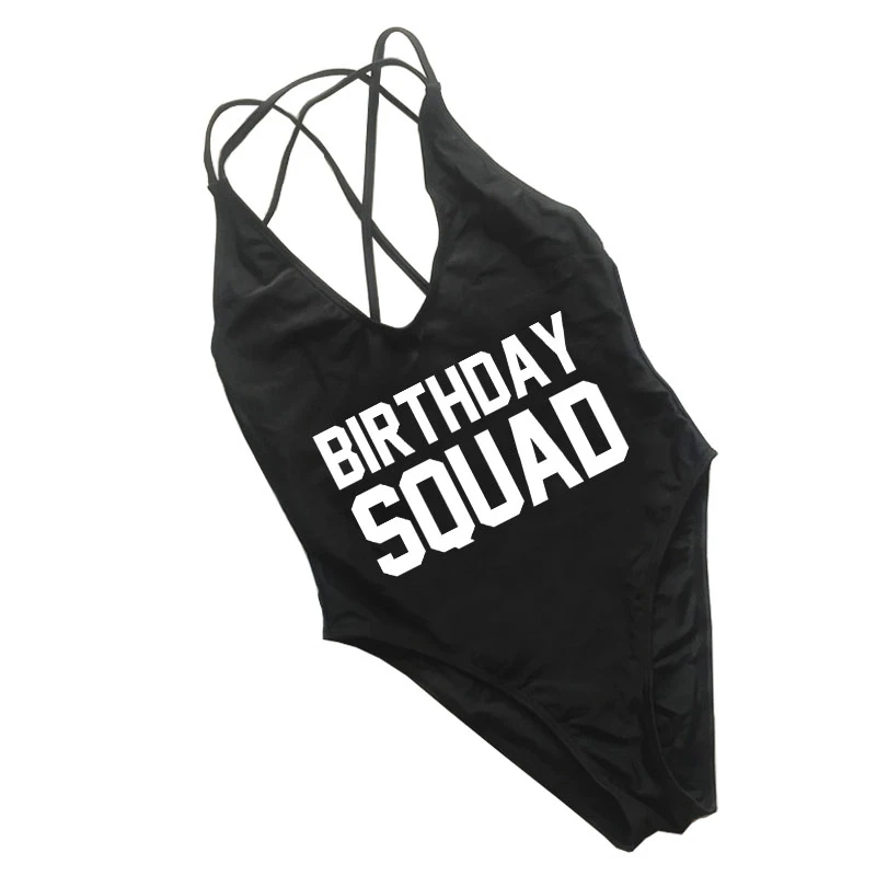 Swimsuit Women One Piece Swimwear Womens Swim wear Custom Letter Birthday Squad Bathing Suit Party Bodysuit Sexy Monokini