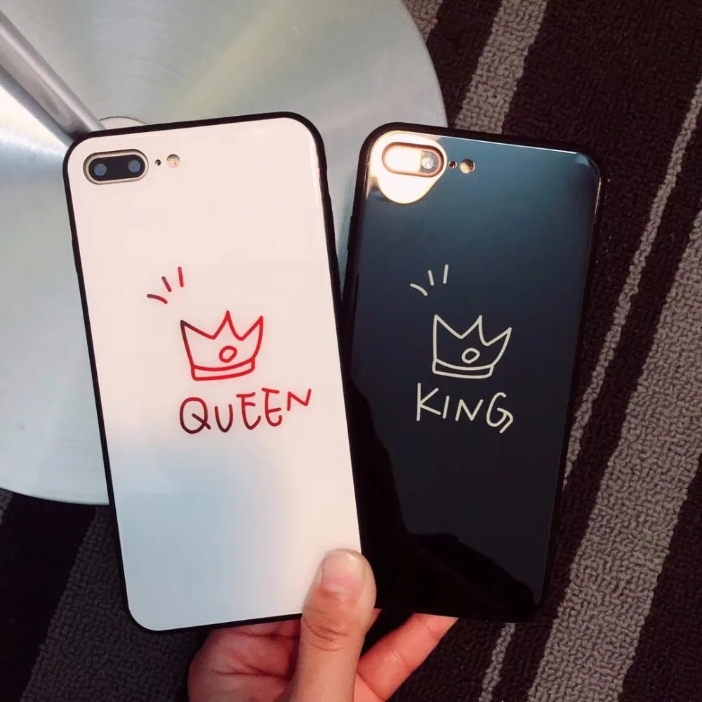 King Queen Lovers Phone Cases imperial crown tempered