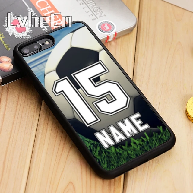 

LvheCn Personalized Number and Name Soccer Ball Phone Case Cover For iPhone 4 5 5s SE 6 6s 7 8 10 X Galaxy S6 S7 edge S8 S9 plus