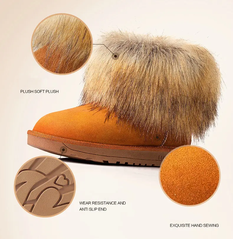 BUYINIAO/; Наивысшее качество; натуральная кожа; зимние ботинки; женские зимние ботинки; Качественные теплые плюшевые модные женские ботильоны