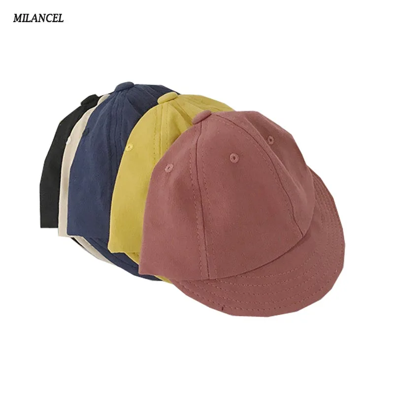 

2019 Spring Boys Caps Solid Sun Hats Cotton Girls Baseball Caps Adjustable Kids Caps