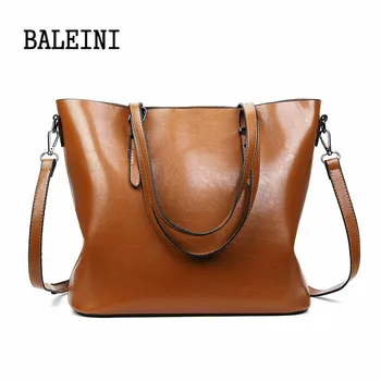

BALEINI Brand Women Leather Handbags Lady Large Tote Bag Female Pu Shoulder Bags Bolsas Femininas Sac A Main Brown Black Red