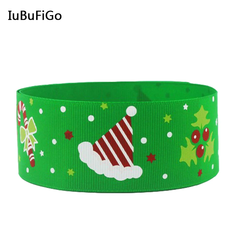 Репсовая лента IuBuFigo с рождественским принтом, 1-1/2 дюйма, 38 мм, 10 шт./партия