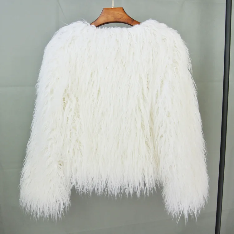 white shaggy jacket
