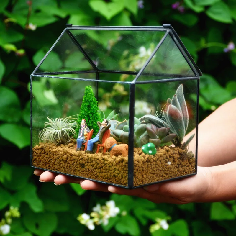 Buy Hot sale Handmade Tabletop Glass Green Houses
