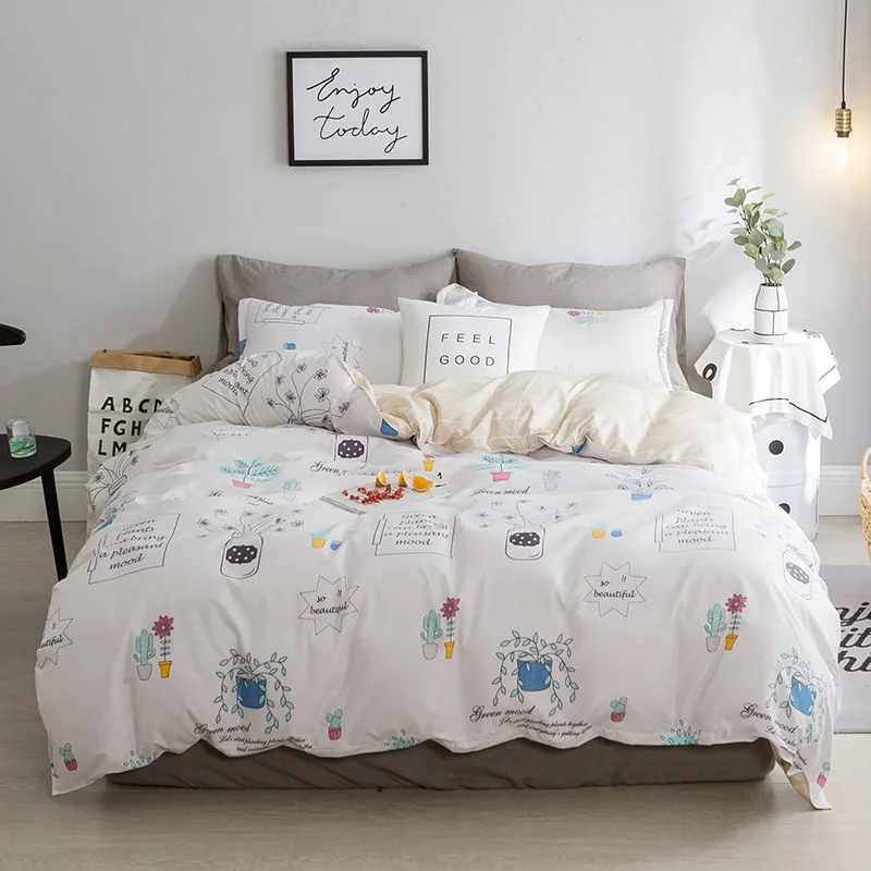  New Fashion bedding sets bed linen Simple Style duvet cover flat sheet Bedding Set Winter Full King