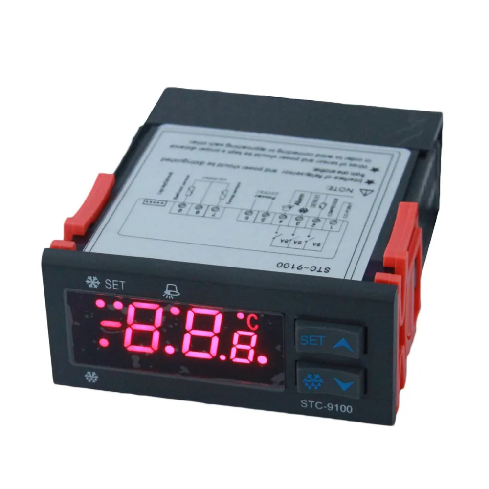 STC-9100 iIntelligent регулятор температуры холодильное размораживание сигнализация выход двойной датчик терморегулятор термометр