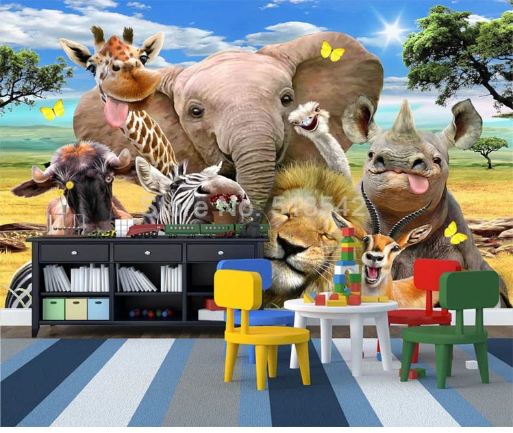 Пользовательские фото обои 3D мультфильм Пастбища животных плакат росписи Детская комната Спальня обои murales Papel де Parede 3D