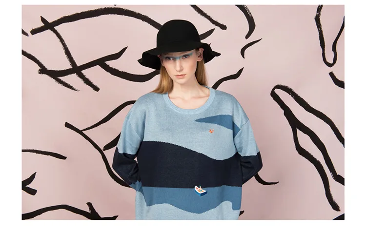 На весну и зиму дизайн с рисунком Harajuku Женский пуловер, свитер утолщенный с o-образным вырезом Для женщин вязаные свитеры верхняя одежда; сезон осень; свободная вязаная одежда