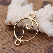 DoreenBeads, соединители из цинкового сплава, круглые полые золотые, серебристые, волнистые чайки, 28 мм(1 1/") x 20 мм(6/8"), 20 шт