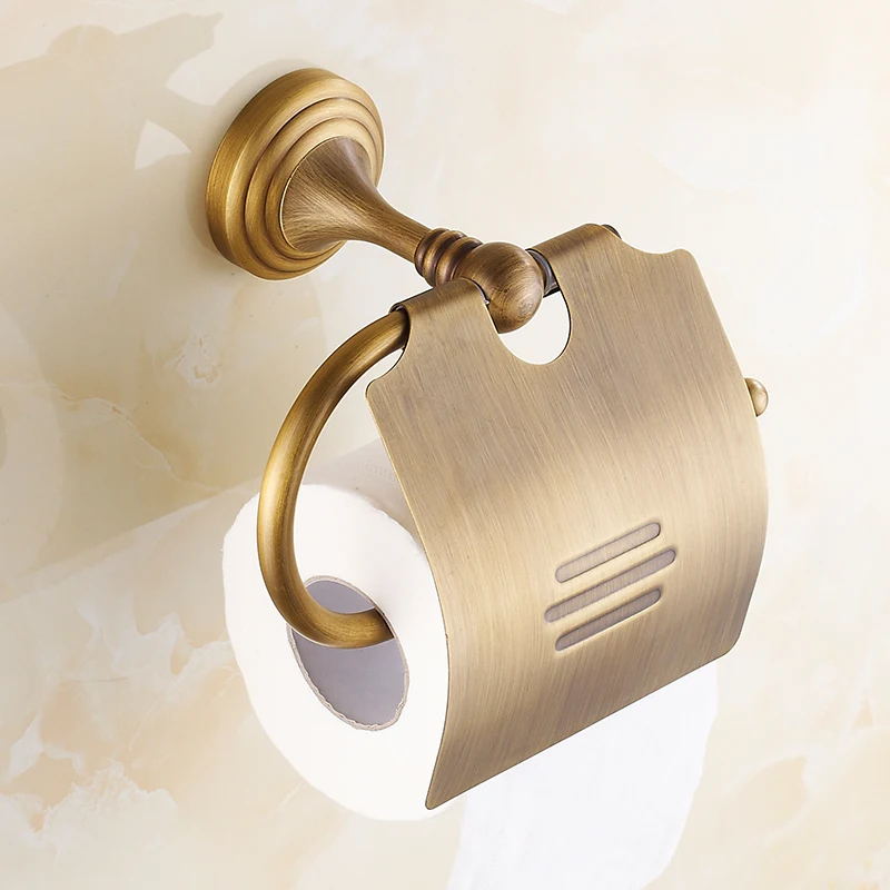 

Bathroom Washroom Toilet Paper Holder Roll Tissue Holders Bathroom Accessories Antique Brass Paper Hanger ZD920