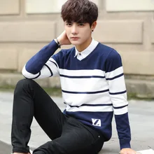 Jbersee новая весенне-осенняя модная брендовая одежда мужские s свитера в полоску Slim Fit Мужские трикотажные пуловеры повседневные мужские свитера