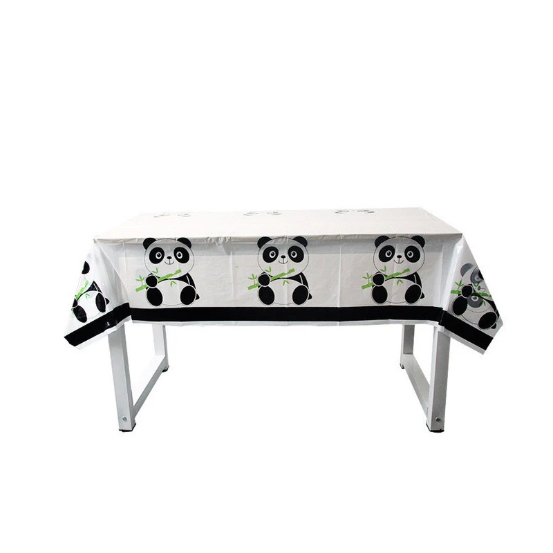 tablecloth 1 pcs Мультяшная панда тематическая вечеринка на день рождения украшения детские одноразовые столовые приборы набор тарелок салфетки чашки Детские вечерние принадлежности - Цвет: tablecloth 1 pcs